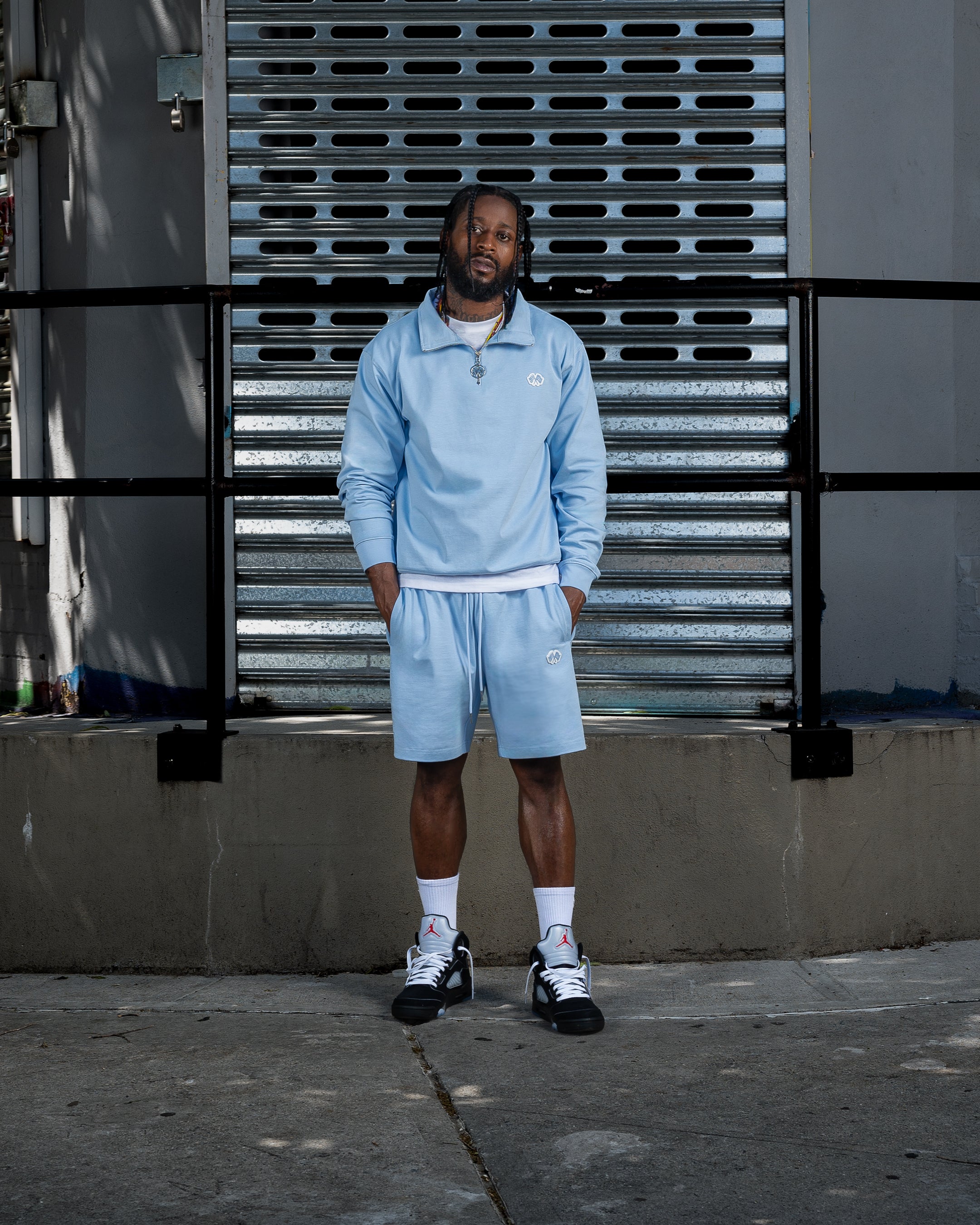 Trap Genius Flagship Series Quarter Zip Pullover Sky Blue