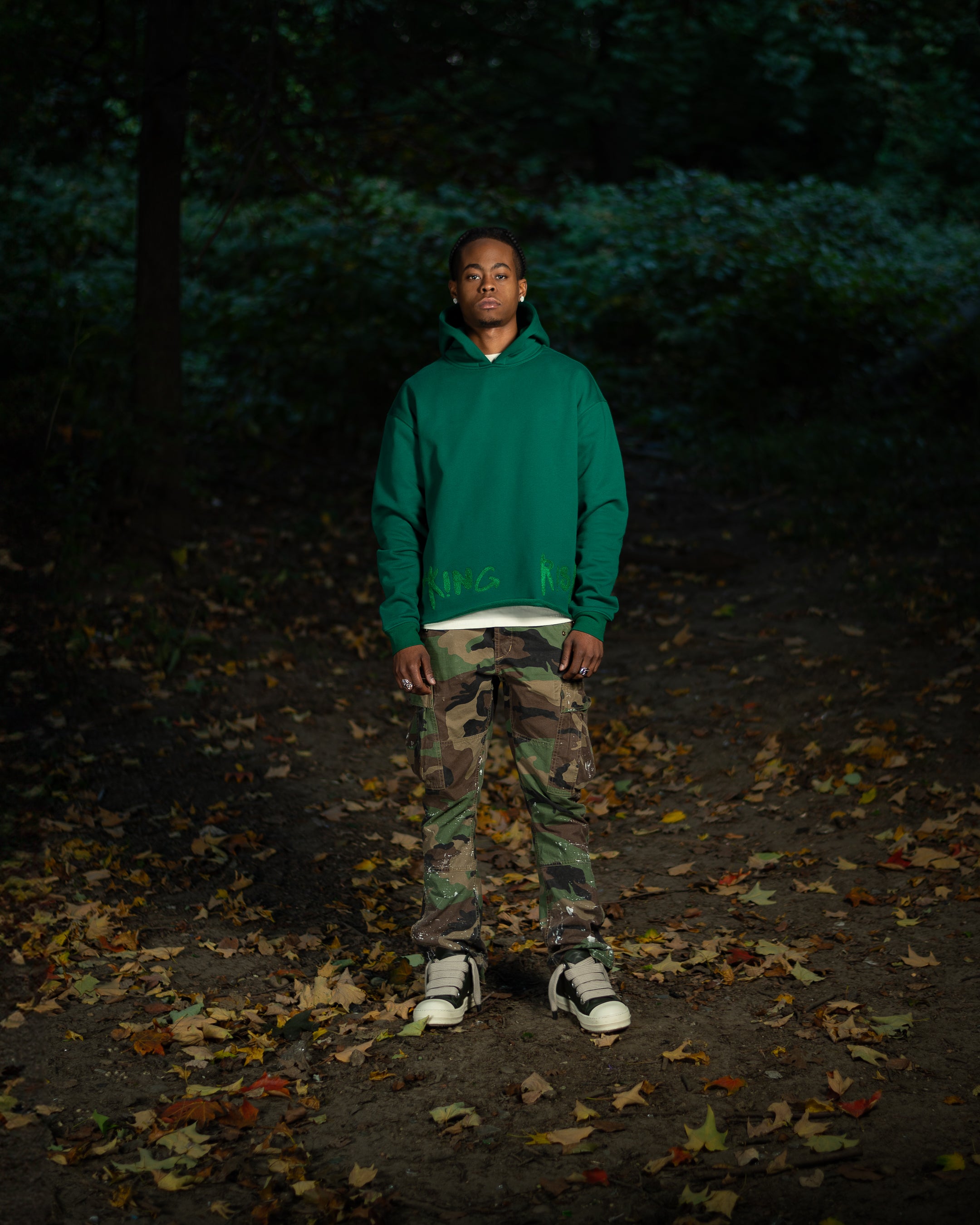 Taking Risks Towel Hoodie-Green