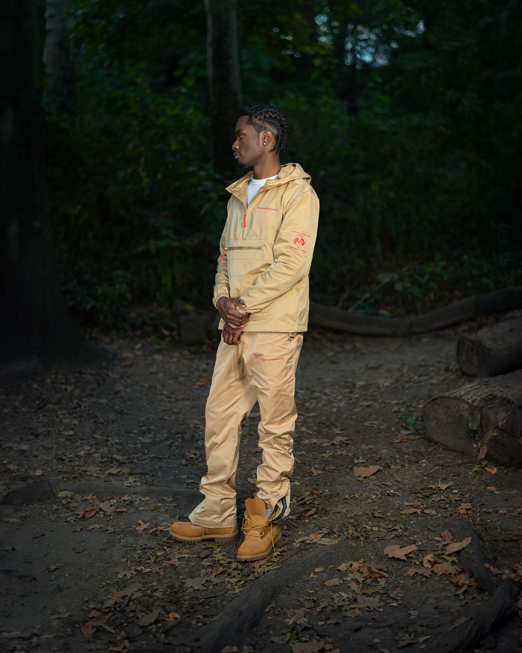 Beige Trap Nylon Pants