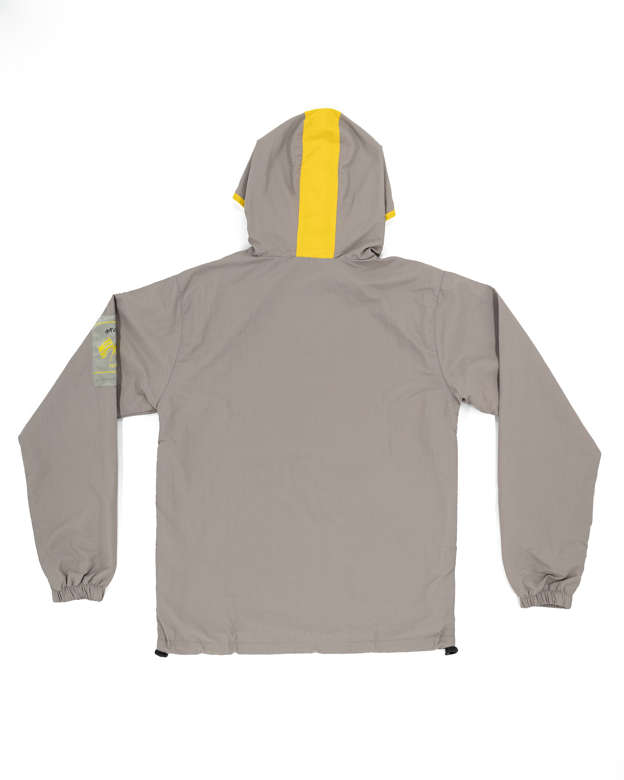 Trap Genius Bag logo Nylon Pullover Half Zip Jacket- Gray