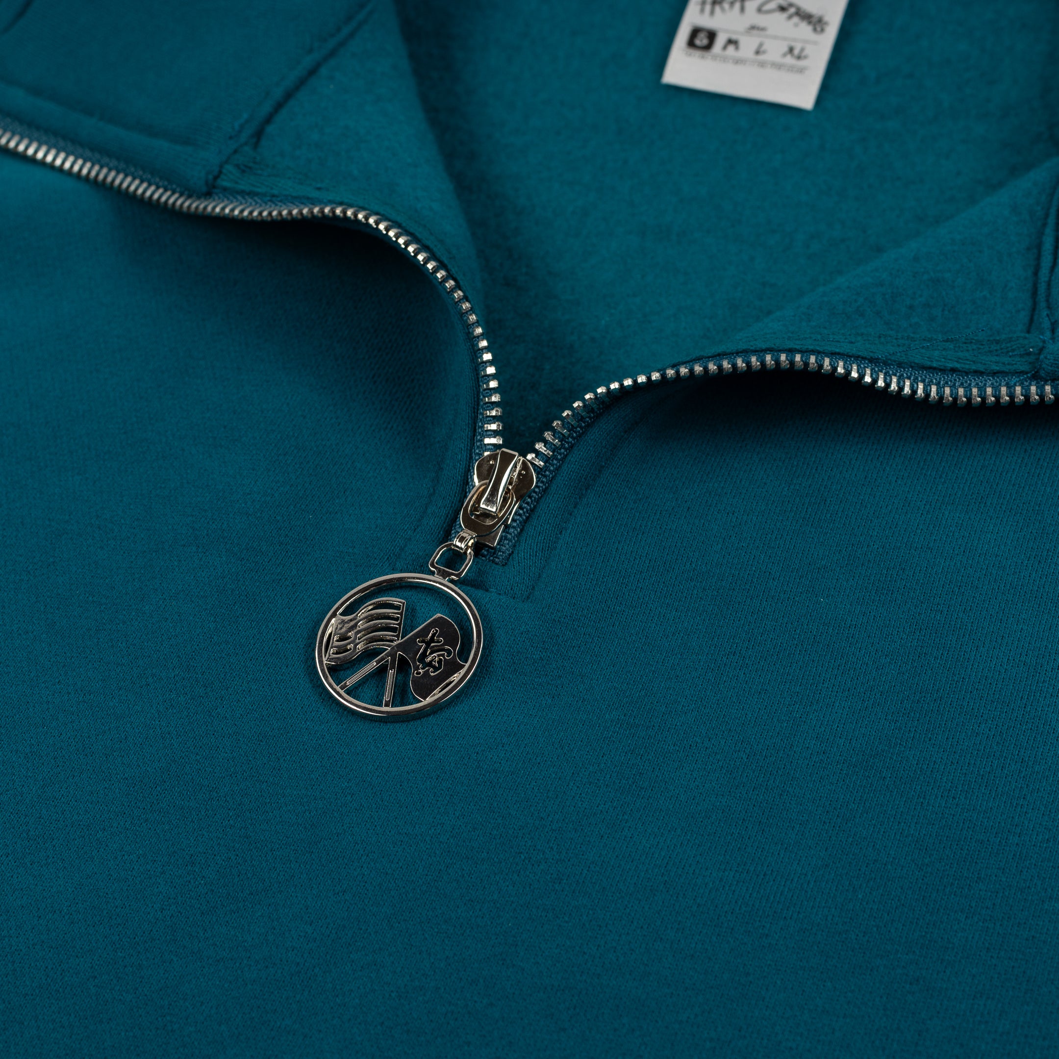 Men’s Trap Genius Quarter Zip Midweight Pullover-Dark Turquoise