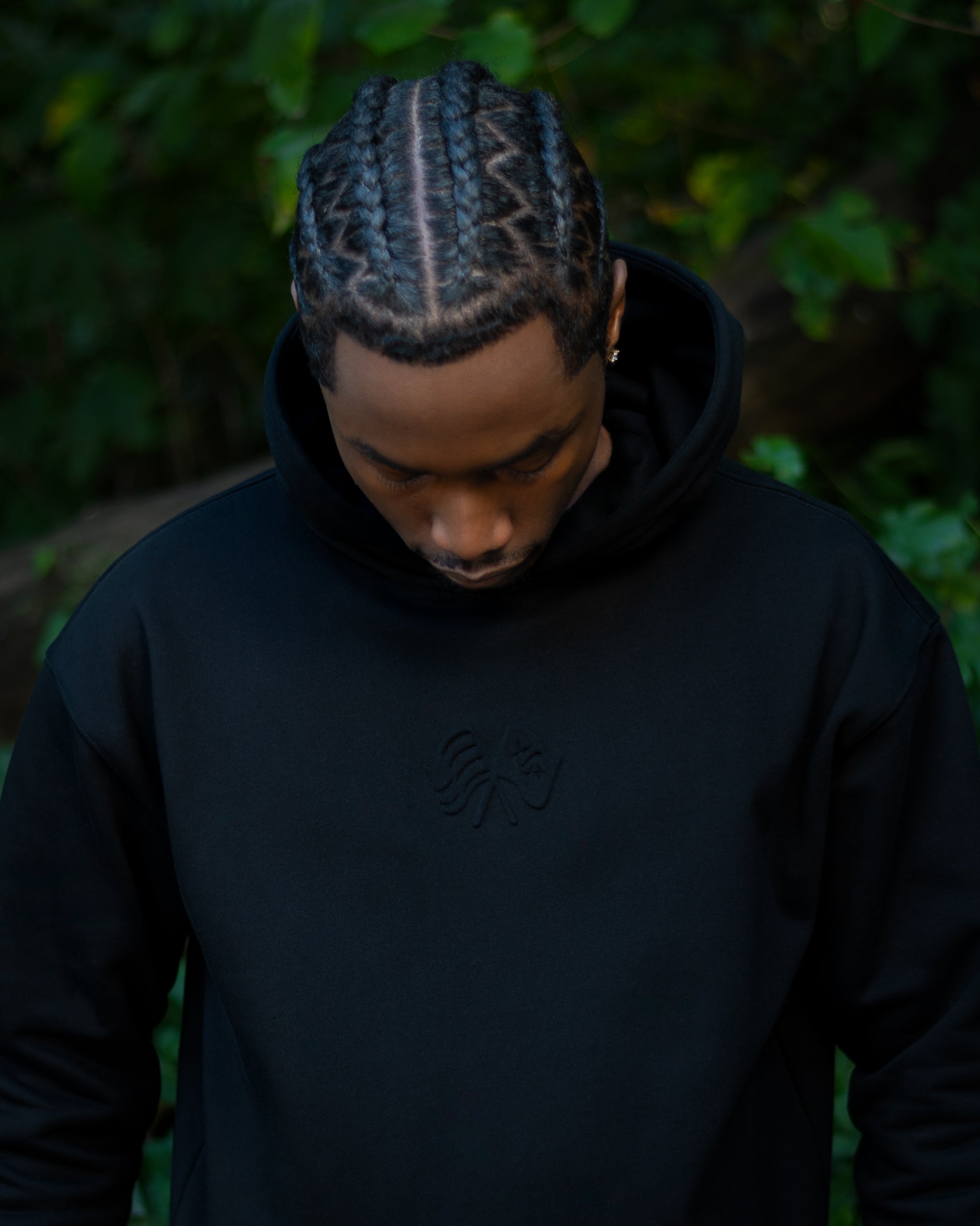 Taking Risks Embossed Hoodie-Black