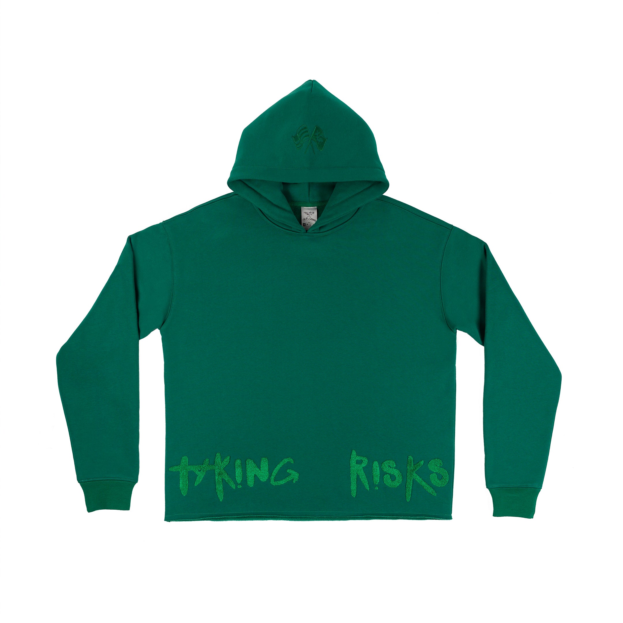 Taking Risks Towel Hoodie-Green