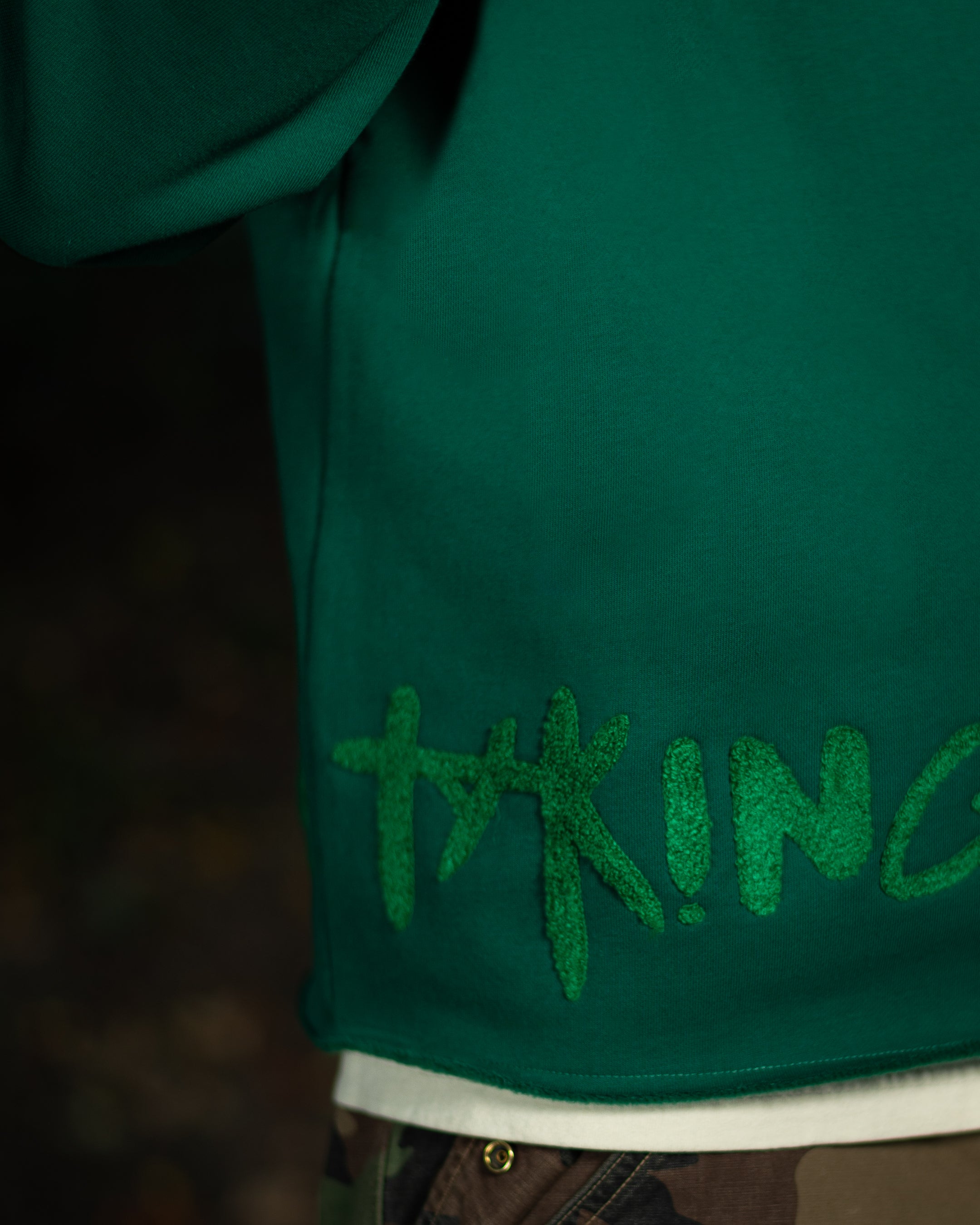 Taking Risks Towel Hoodie-Green