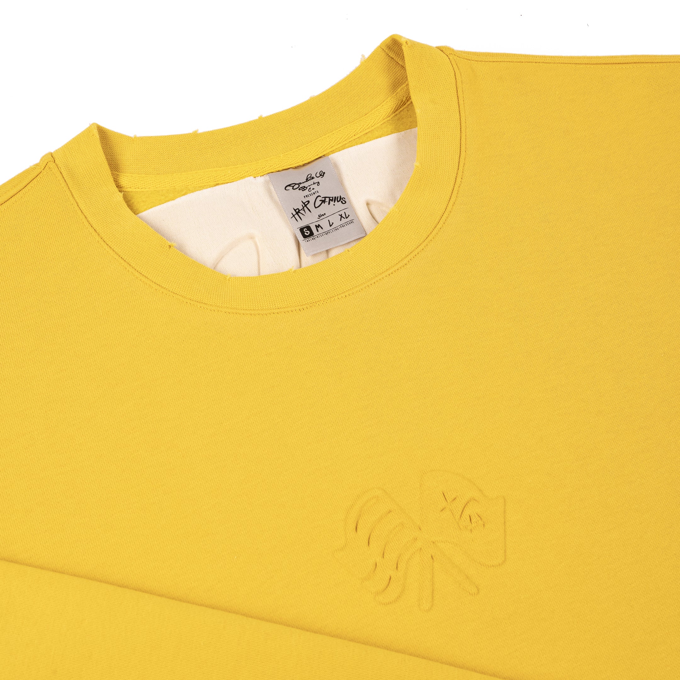 Taking Risks Embossed Crewneck- Yellow