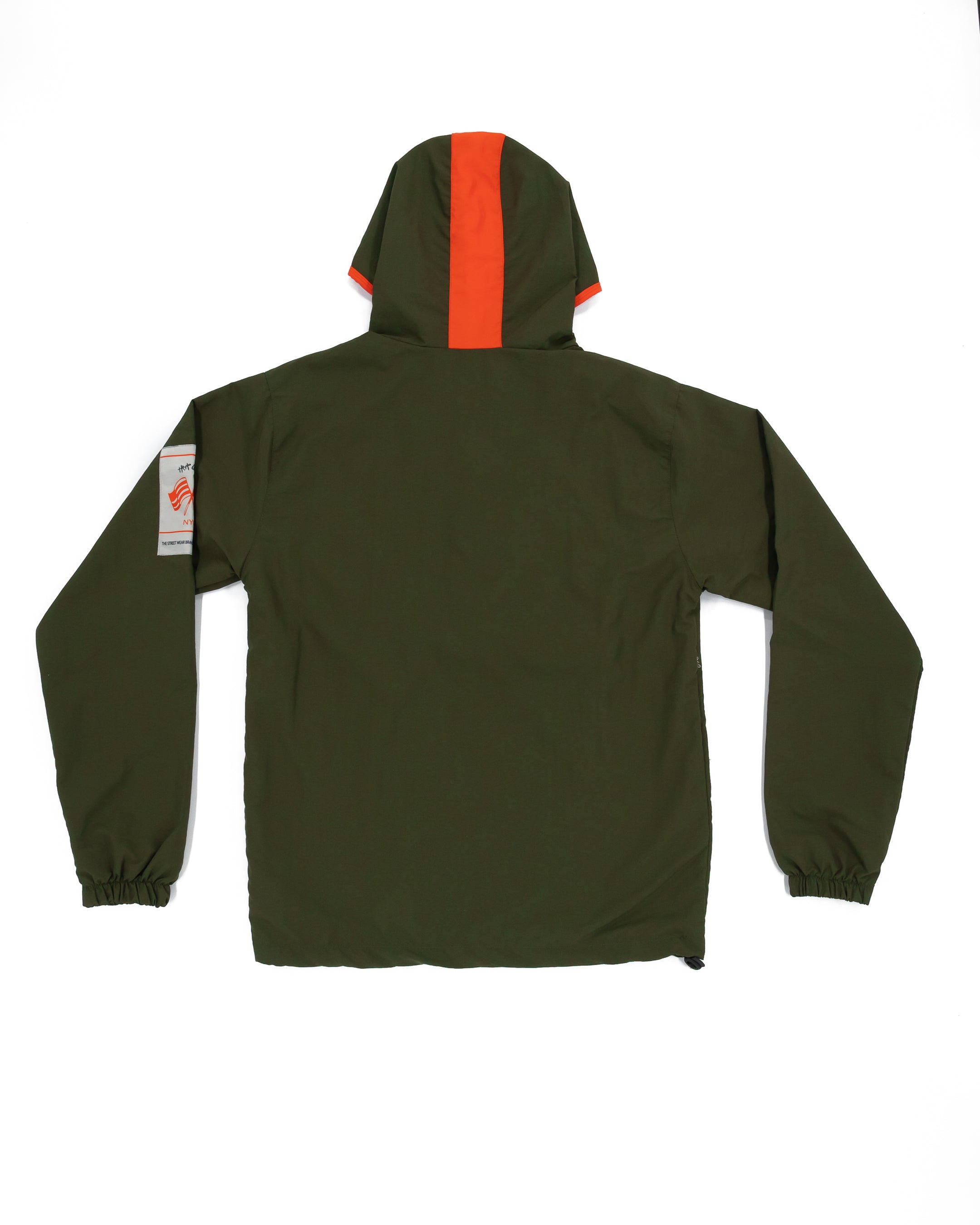 Trap Genius Bag logo Nylon Pullover Half Zip Jacket- Olive Green