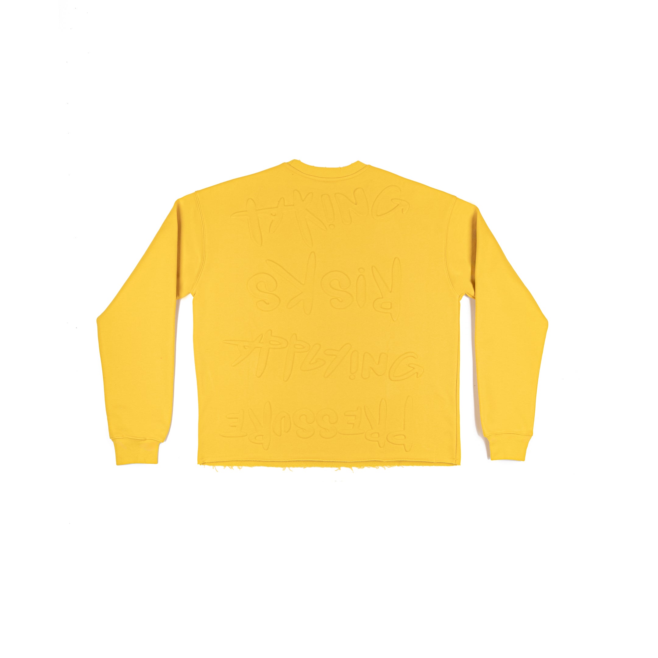 Taking Risks Embossed Crewneck- Yellow