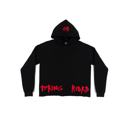 Taking Risks Towel Hoodie-Black