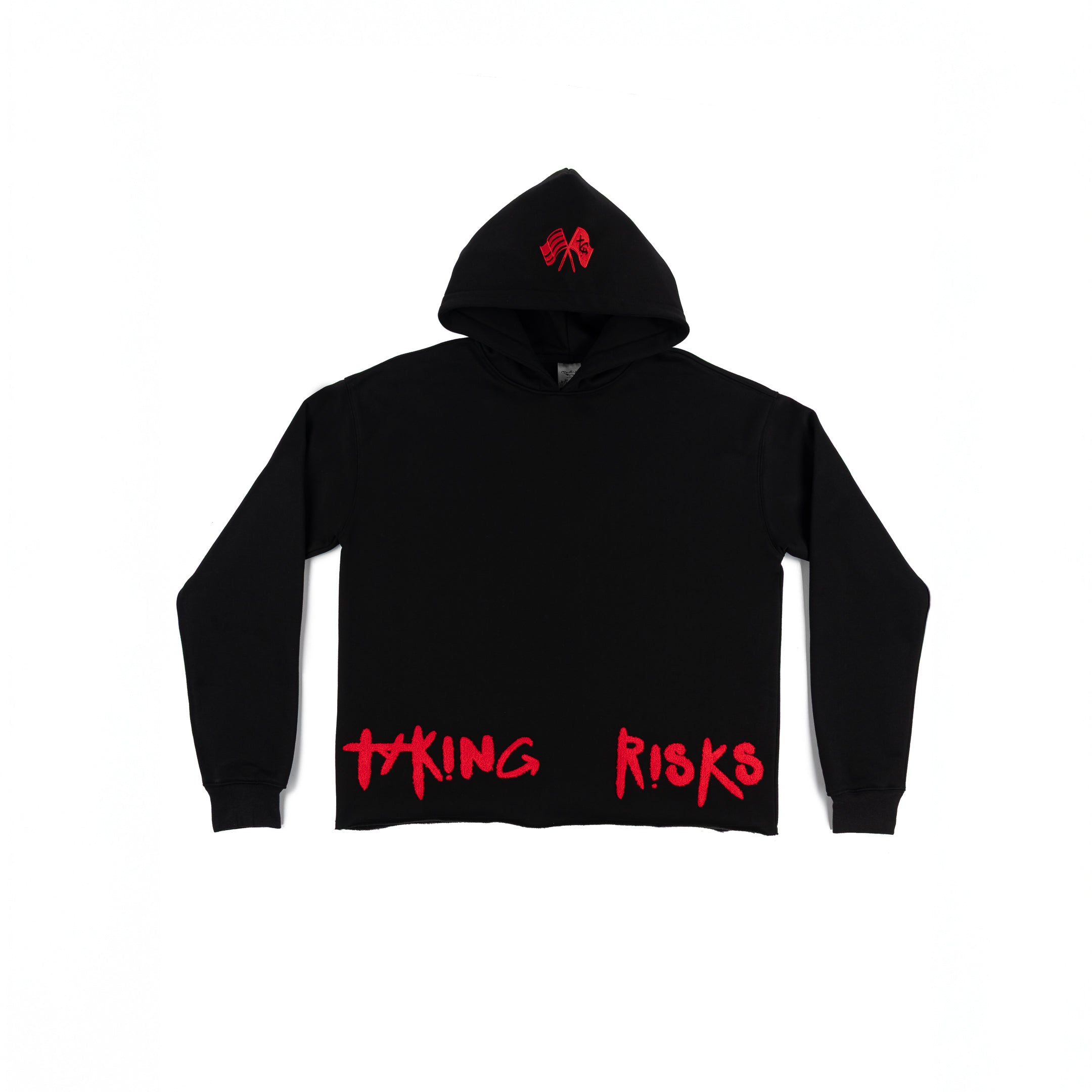 Taking Risks Towel Hoodie-Black