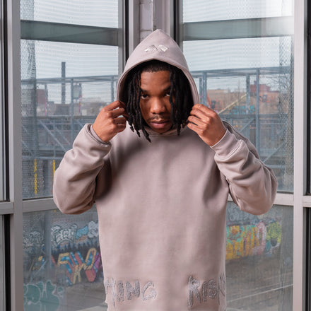 Taking Risks Towel Hoodie-Grey