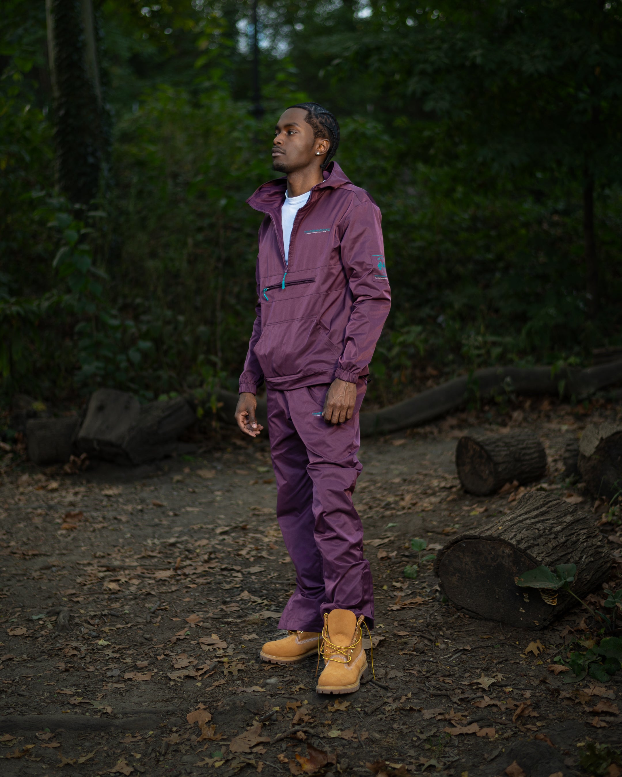 Trap Genius Plum Nylon Pants