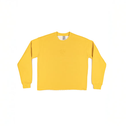 Taking Risks Embossed Crewneck- Yellow