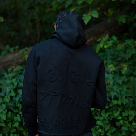 Taking Risks Embossed Hoodie-Black
