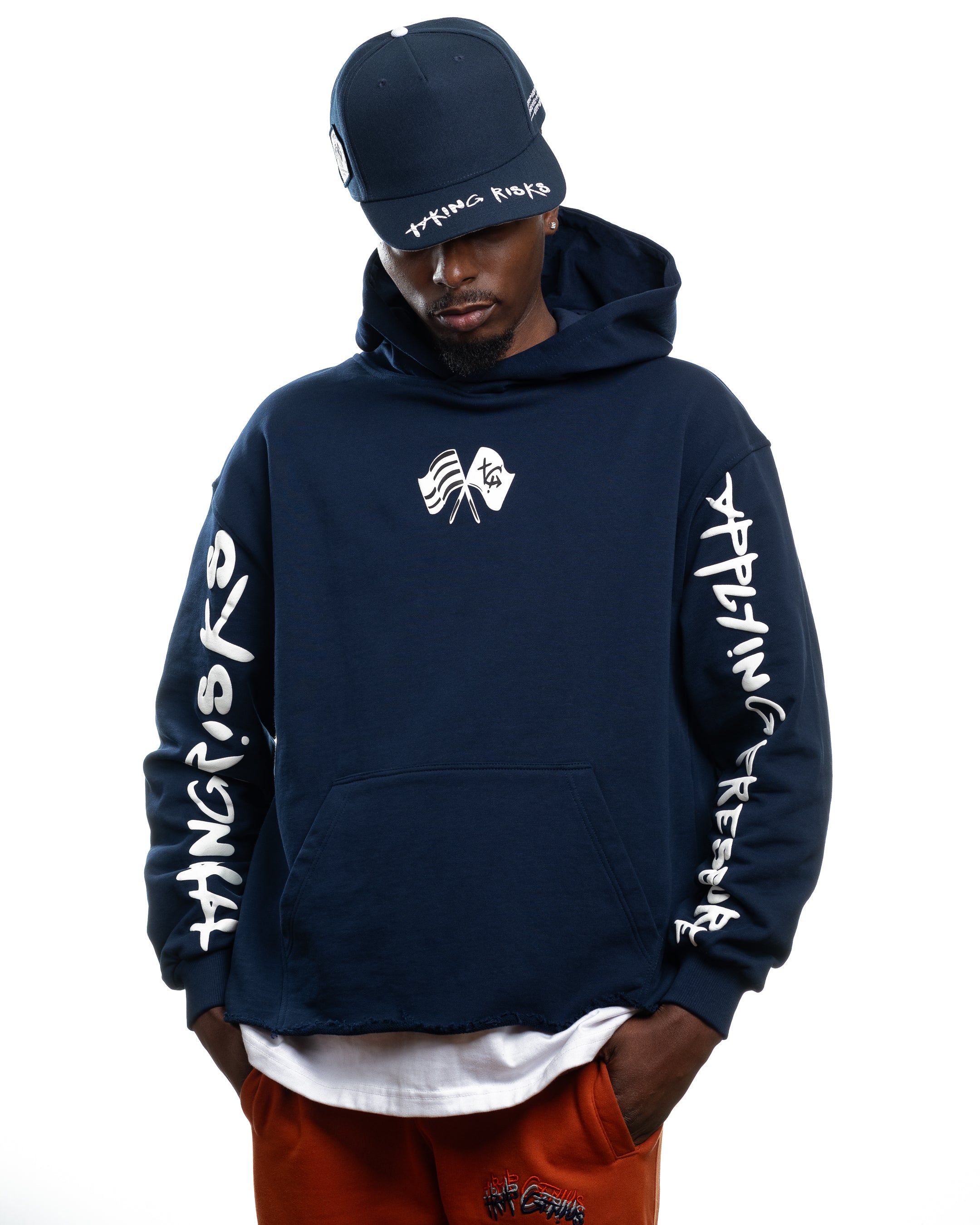 Takings Risks Hoodie- Navy