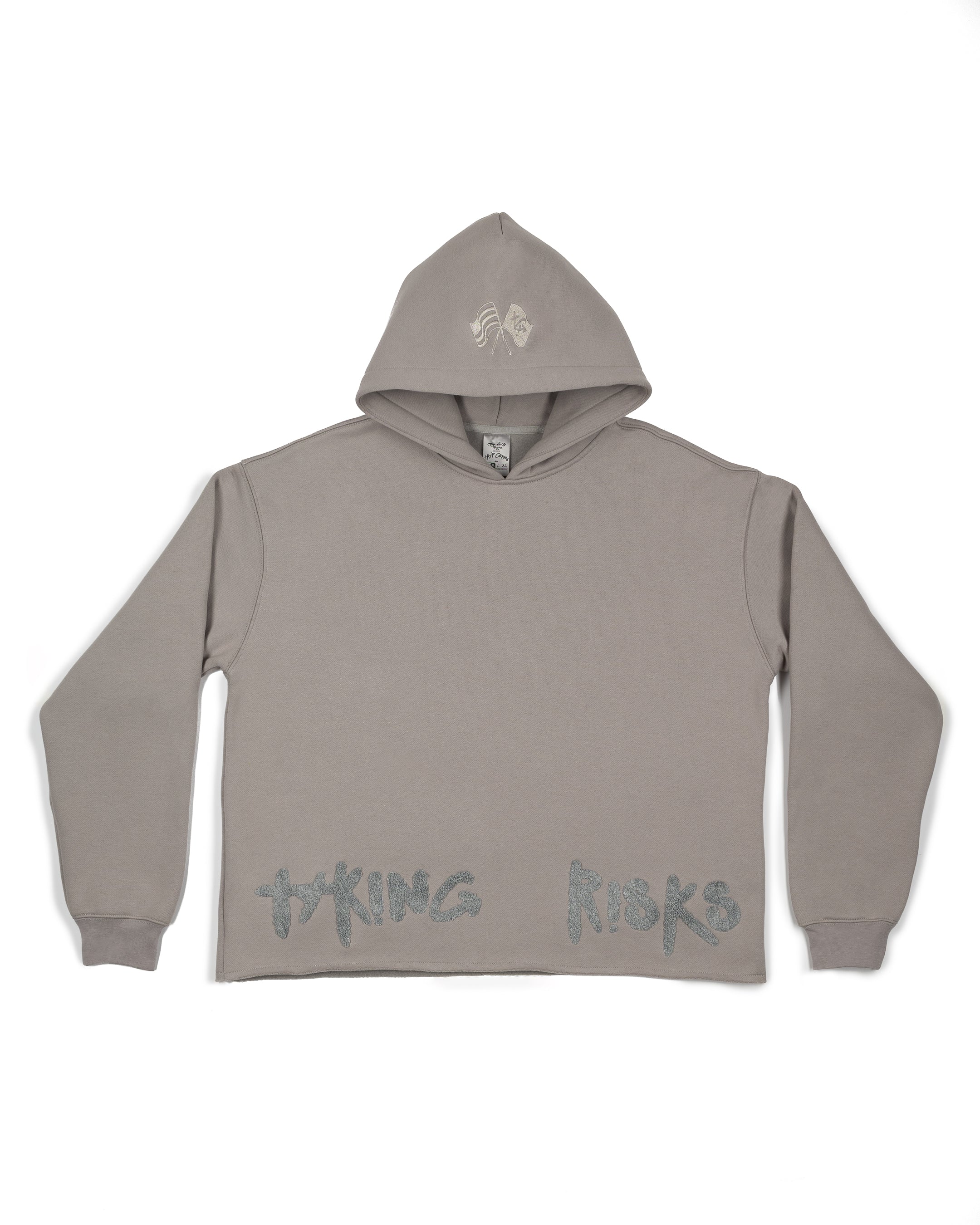 Taking Risks Towel Hoodie-Grey