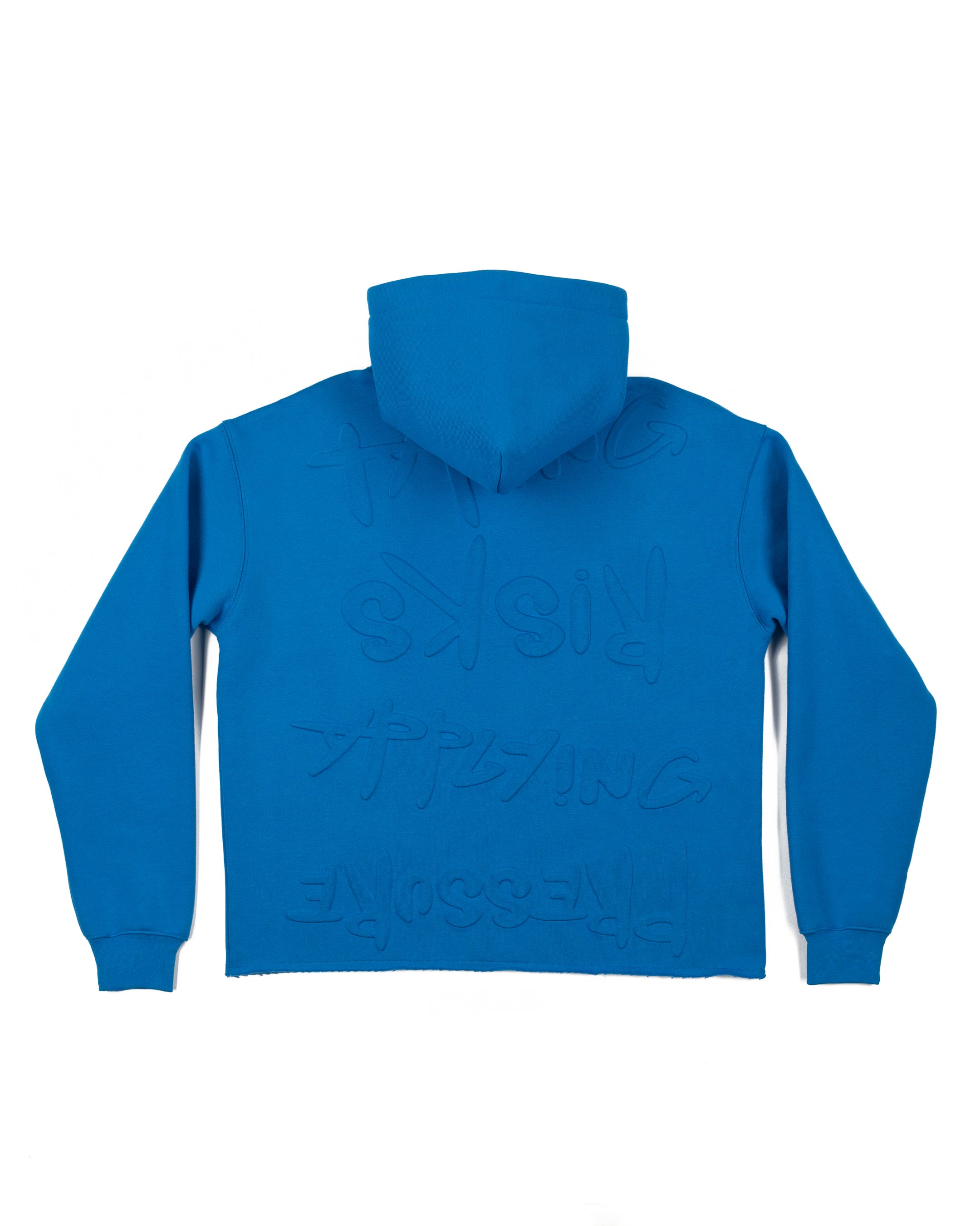 Taking Risks Embossed Hoodie-Blue