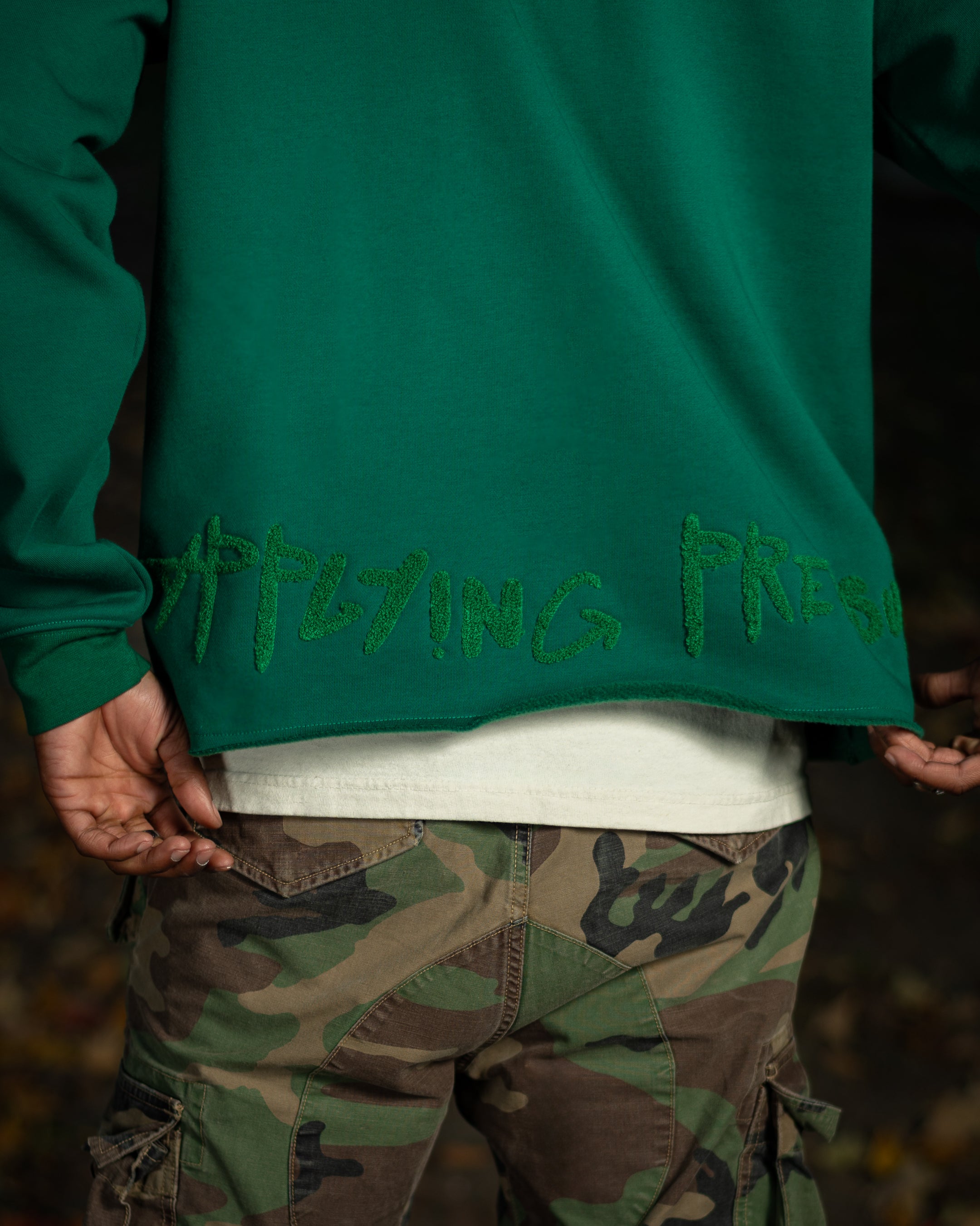 Taking Risks Towel Hoodie-Green
