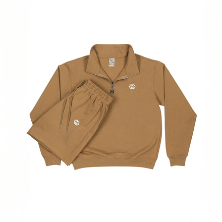 Trap Genius Flagship Series Quarter Zip Pullover Mocha