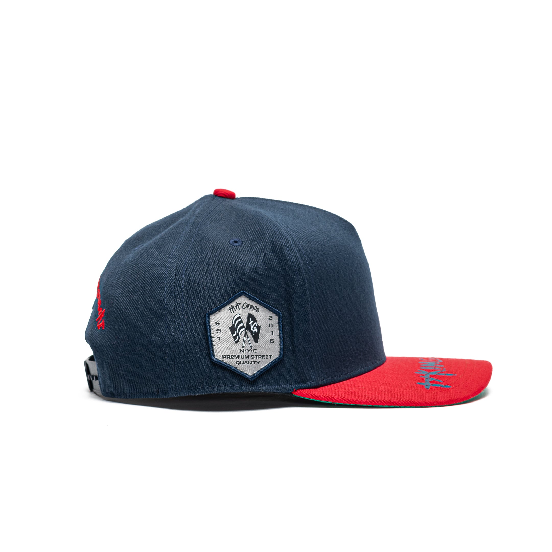 Trap Genius NYC Taking Risks Navy/Red SnapBack Hat