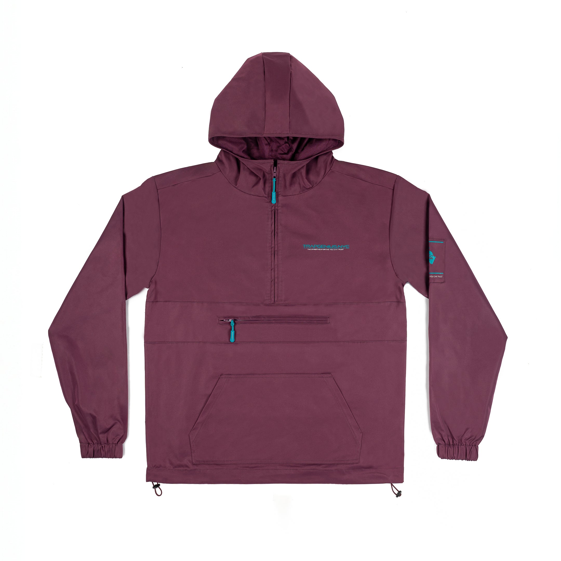Trap Genius Plum Nylon Pullover Hoodie