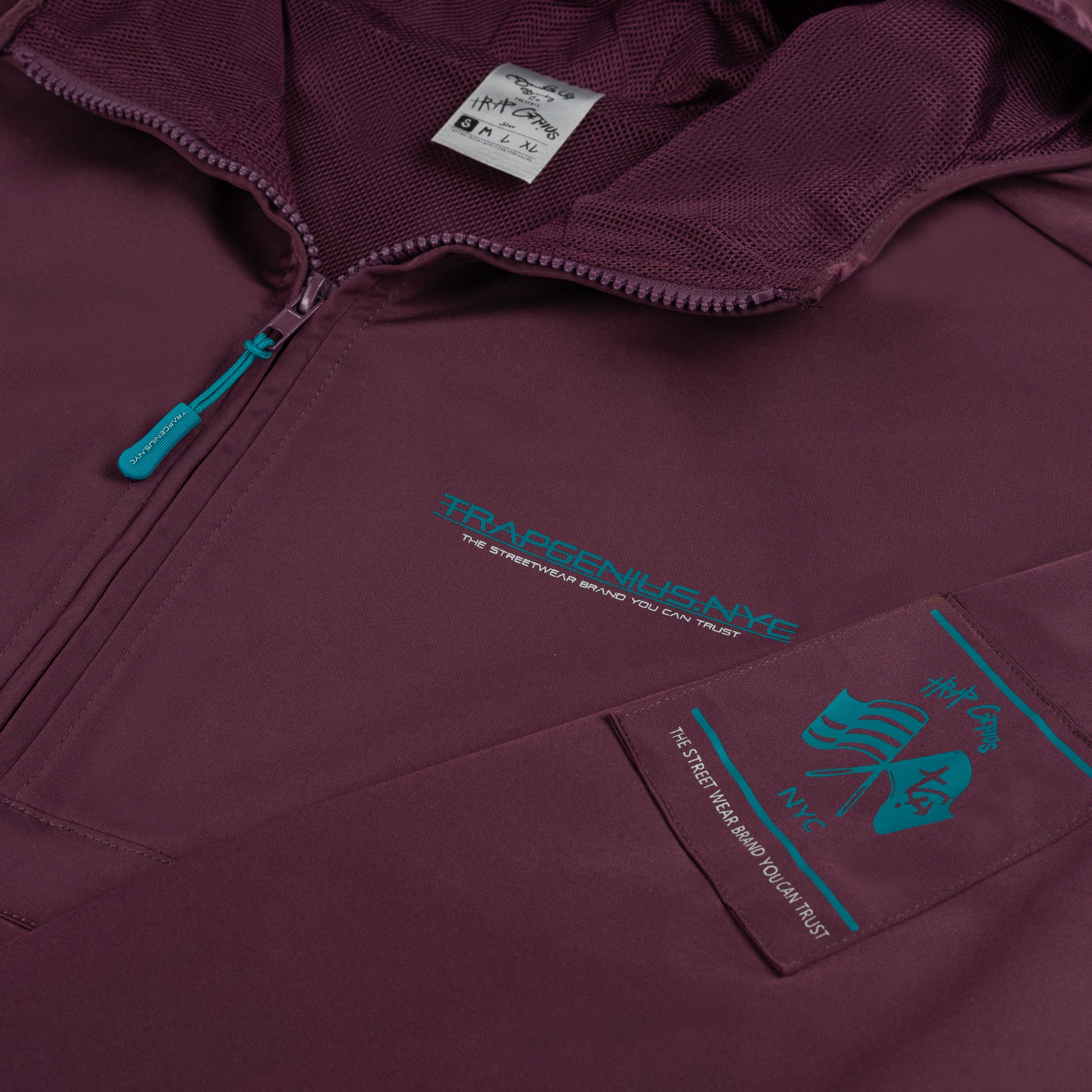 Trap Genius Plum Nylon Pullover Hoodie
