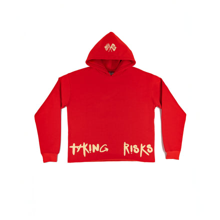 Taking Risks Towel Hoodie-Red