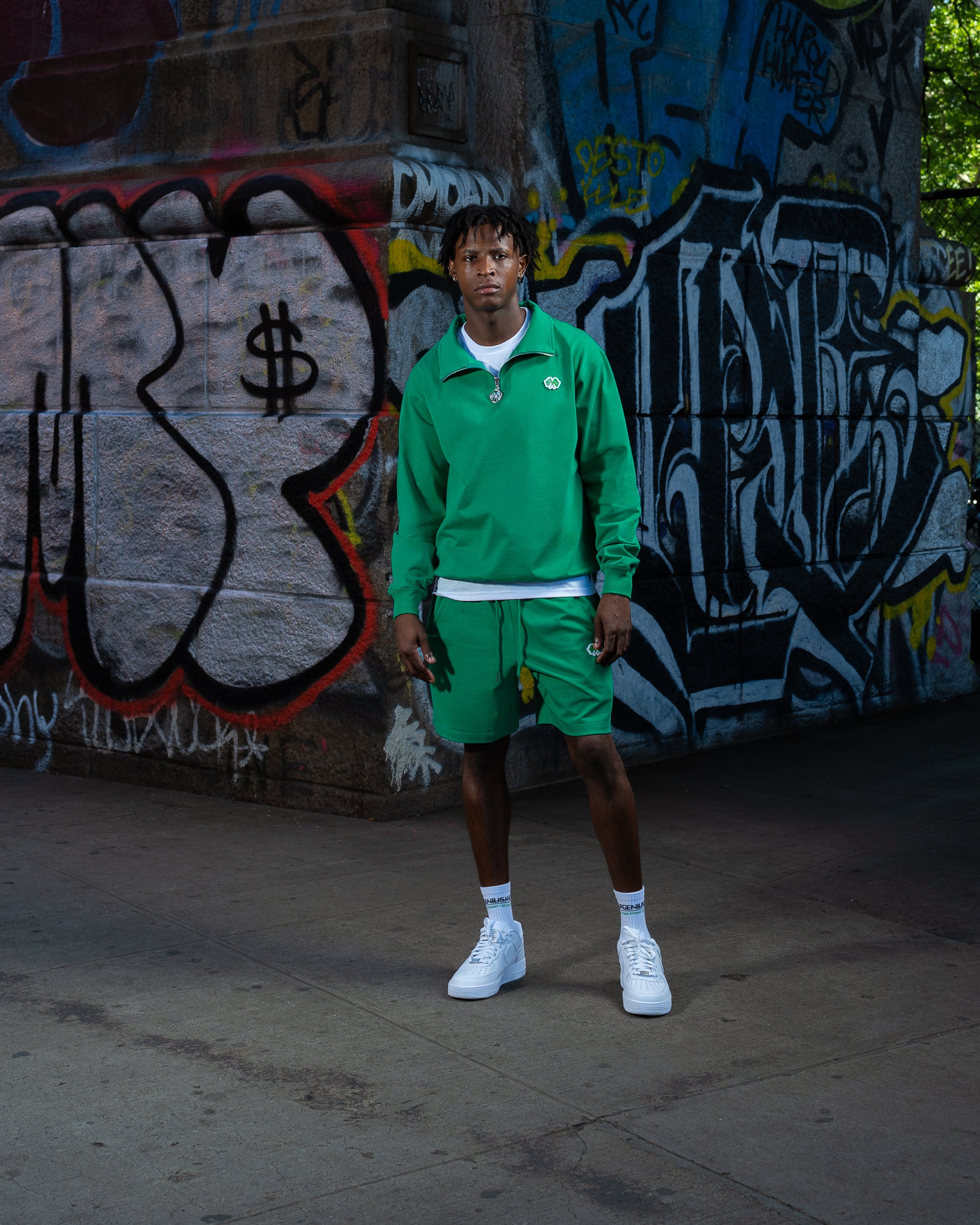 Trap Genius NYC Flag Quarter Zip Pullover (Green)