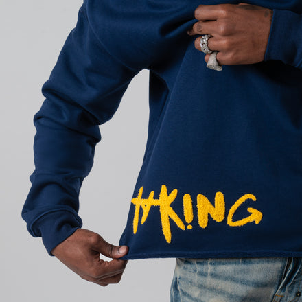 Taking Risks Towel Hoodie-Navy