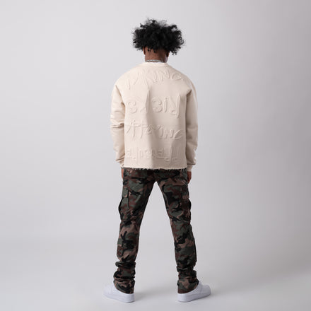 Taking Risks Embossed Crewneck-Sand