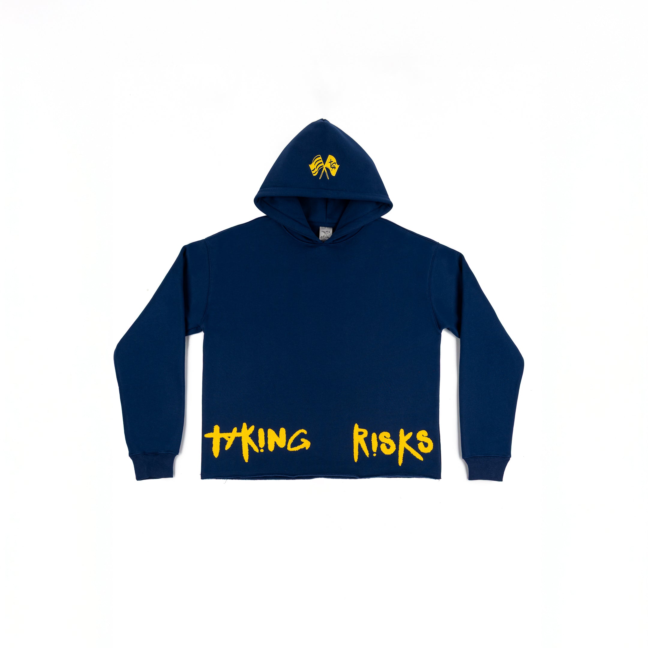 Taking Risks Towel Hoodie-Navy
