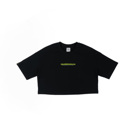 Women’s Trap Genius NYC Bag Logo Heavyweight T-shirt (Black + Lime Green)