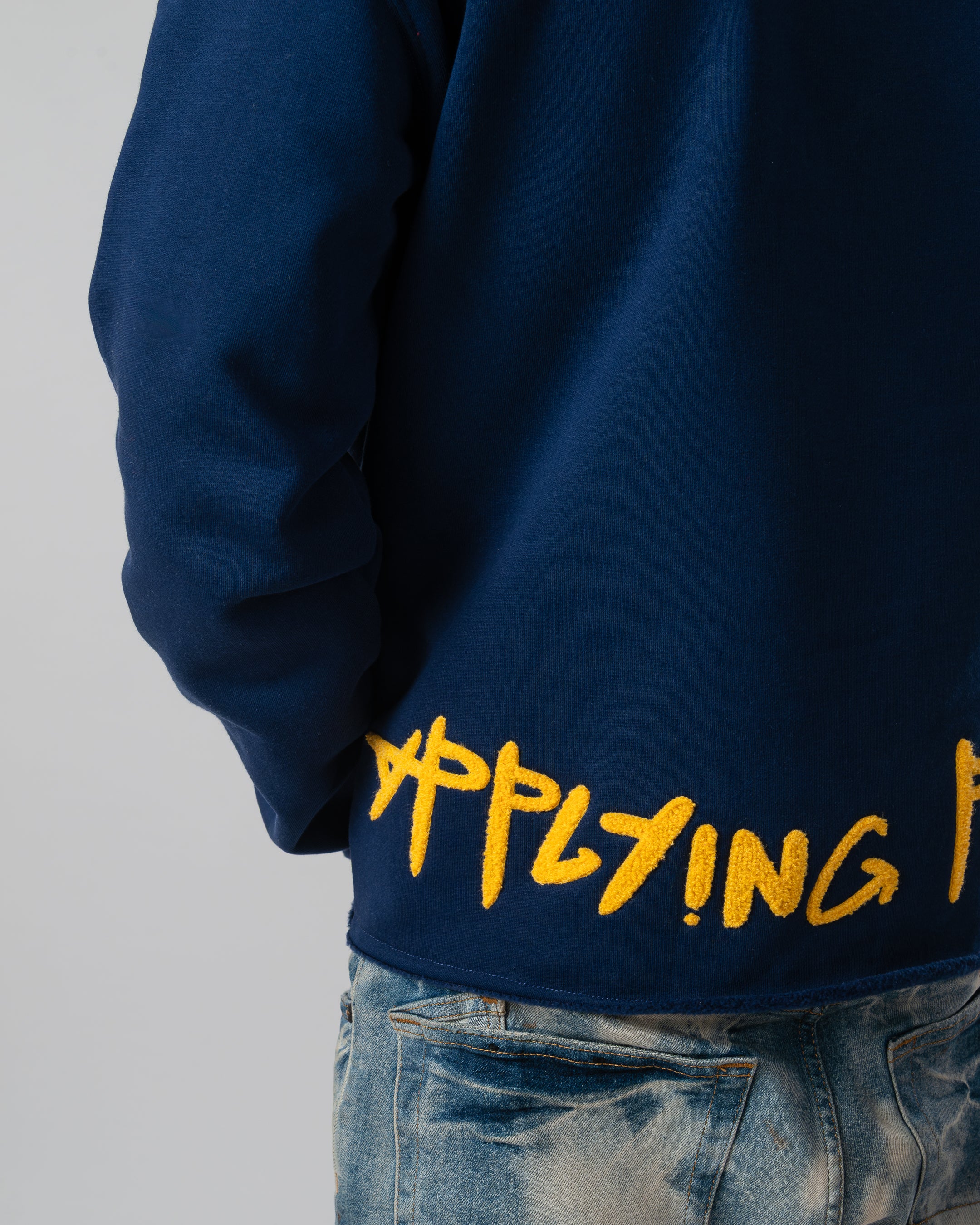 Taking Risks Towel Hoodie-Navy