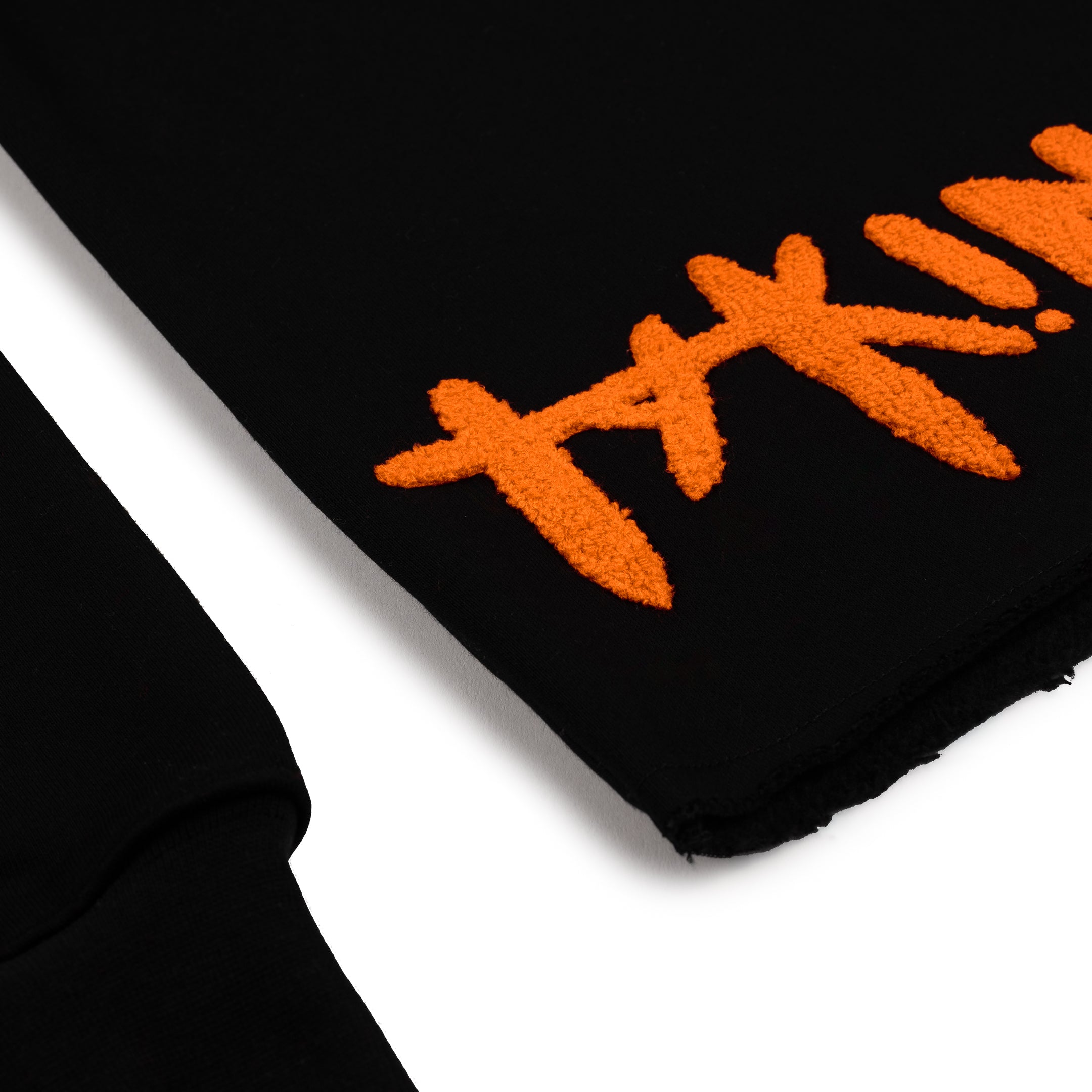 Taking Risks Towel Hoodie-Black/Orange