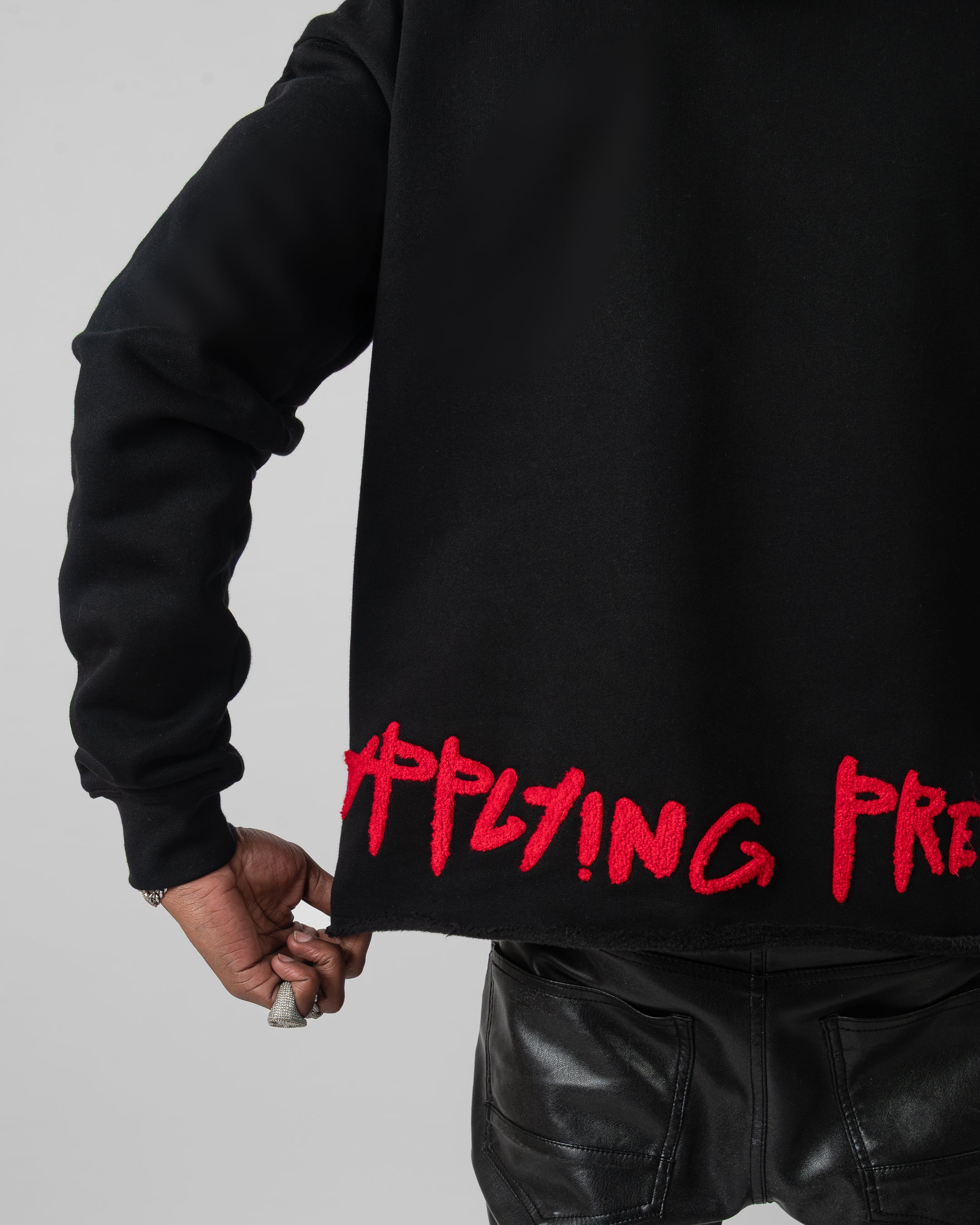 Taking Risks Towel Hoodie-Black