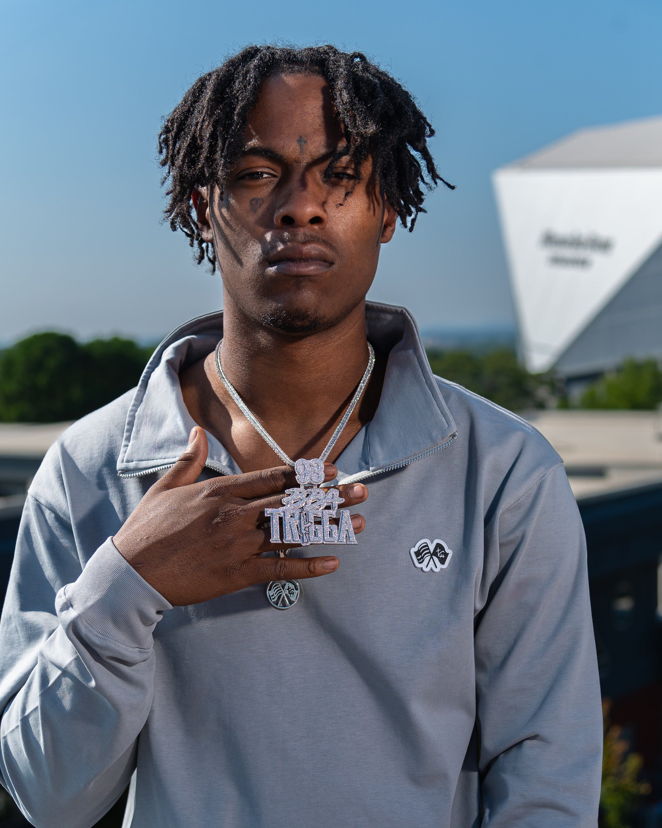 Trap Genius NYC Flag Quarter Zip Pullover (Grey)