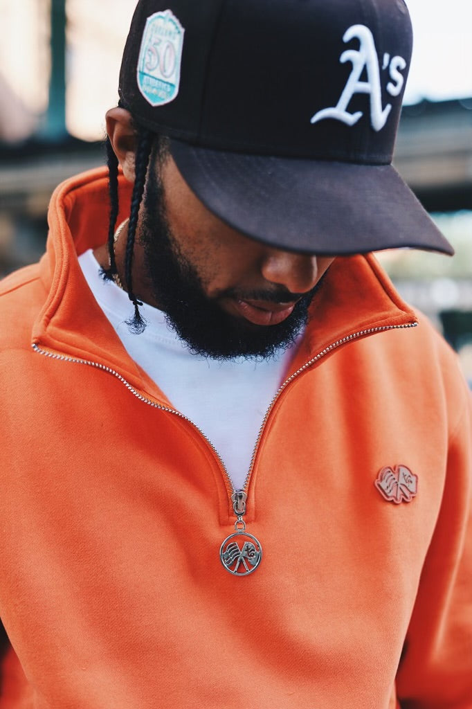 Men’s Trap Genius Quarter Zip Pullover Mid Weight -Orange