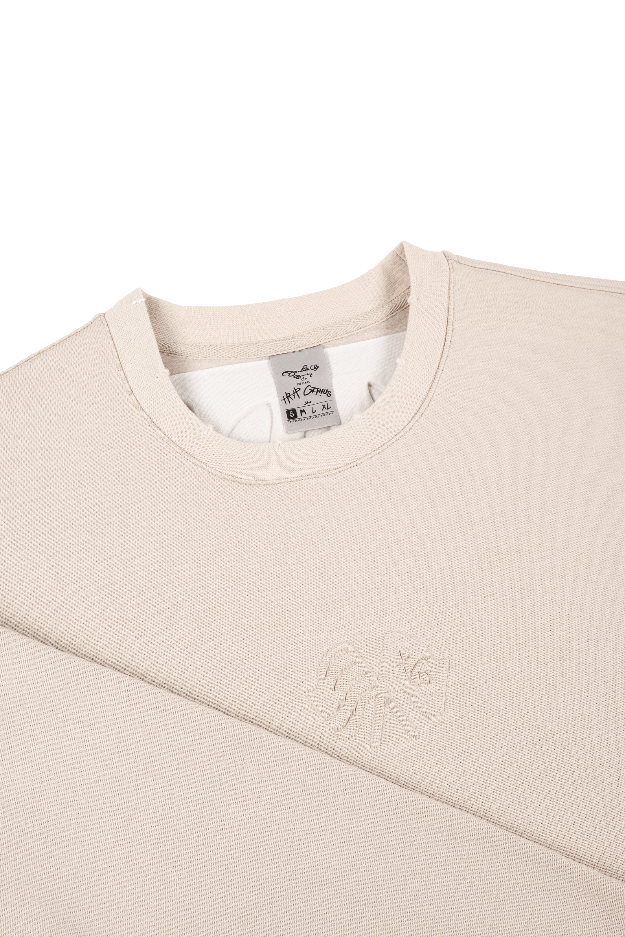 Taking Risks Embossed Crewneck-Sand