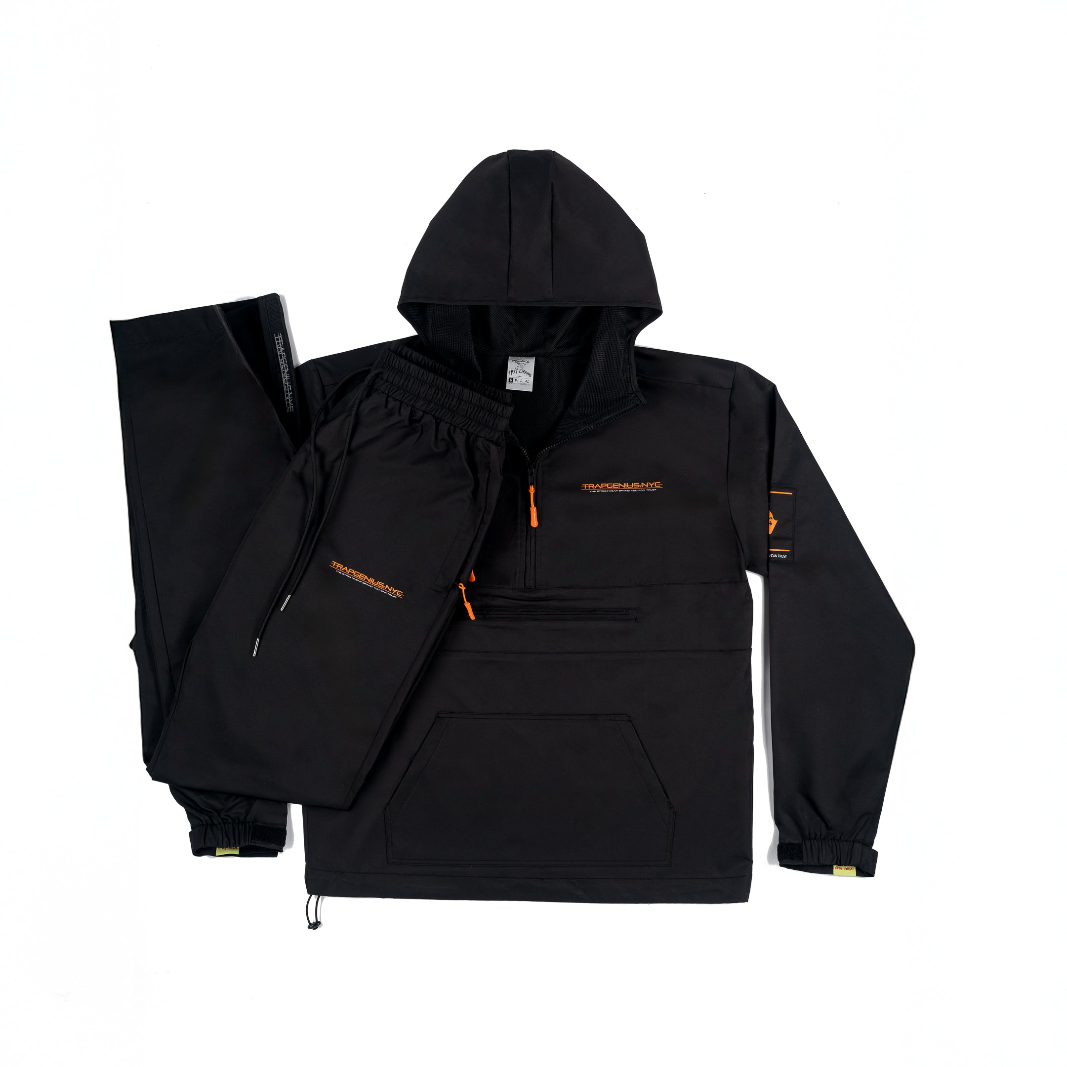 Trap Genius Nylon Pullover Hoodie Black