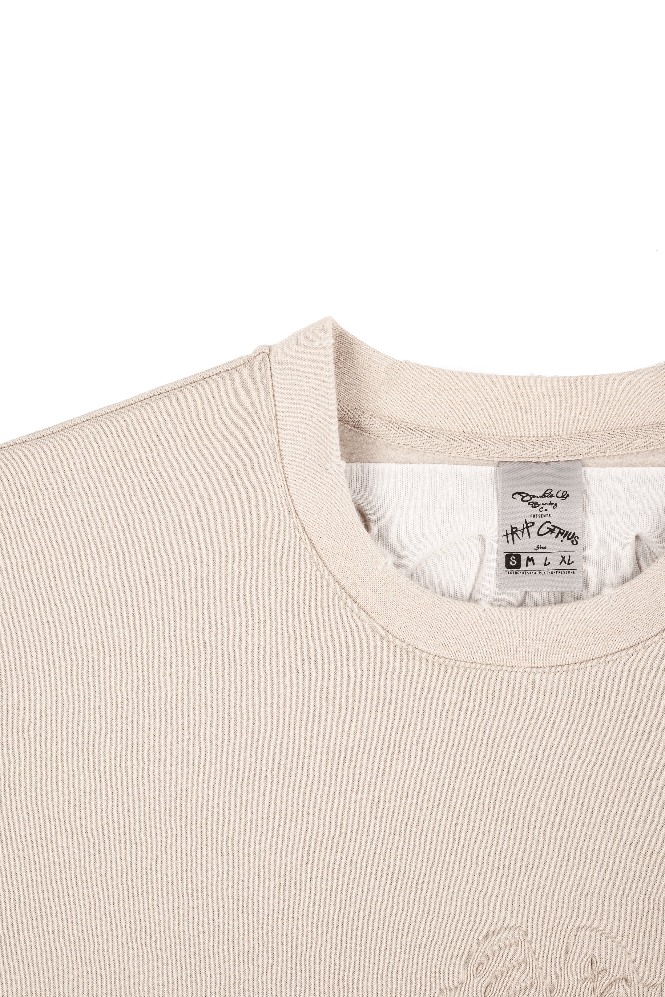 Taking Risks Embossed Crewneck-Sand