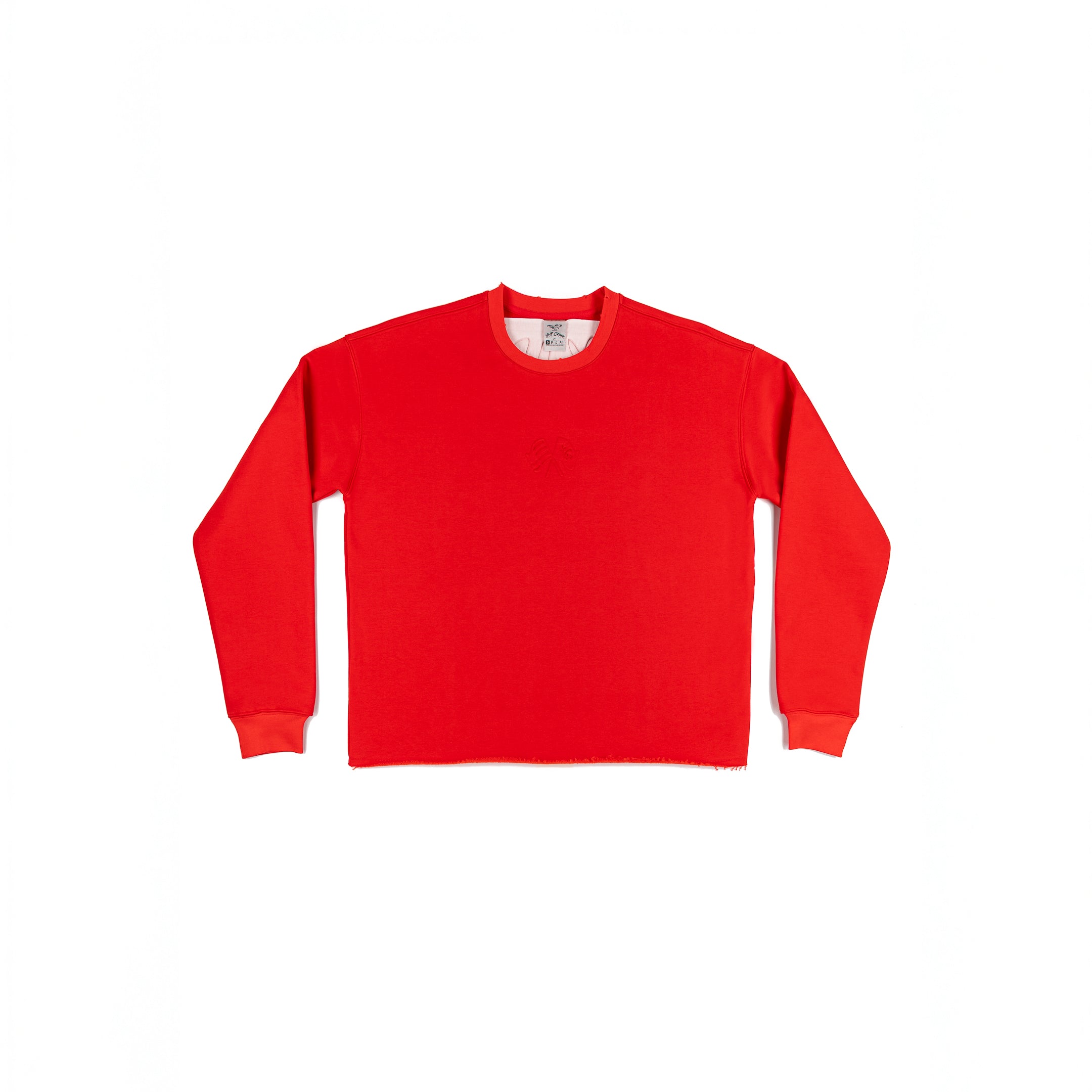 Taking Risks Embossed Crewneck-Red