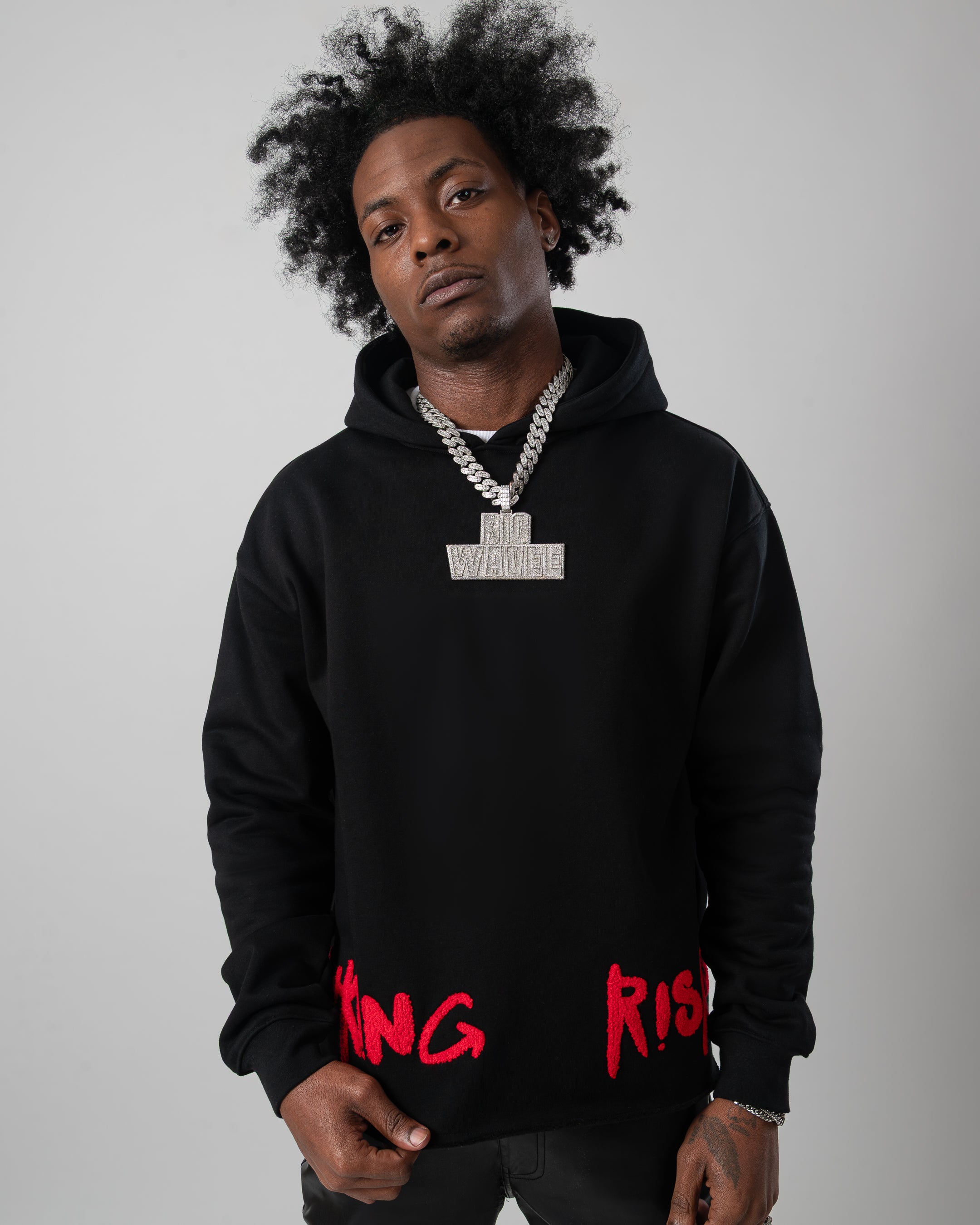 Taking Risks Towel Hoodie-Black