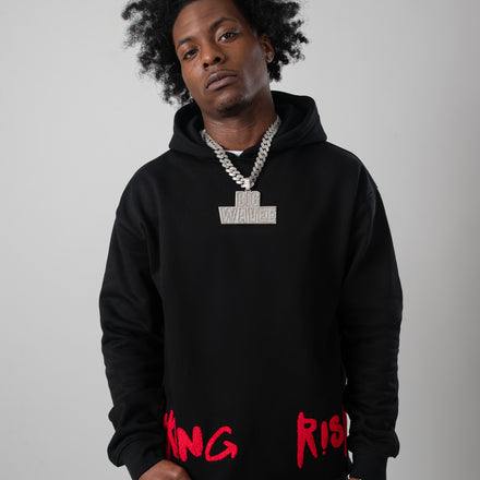 Taking Risks Towel Hoodie-Black
