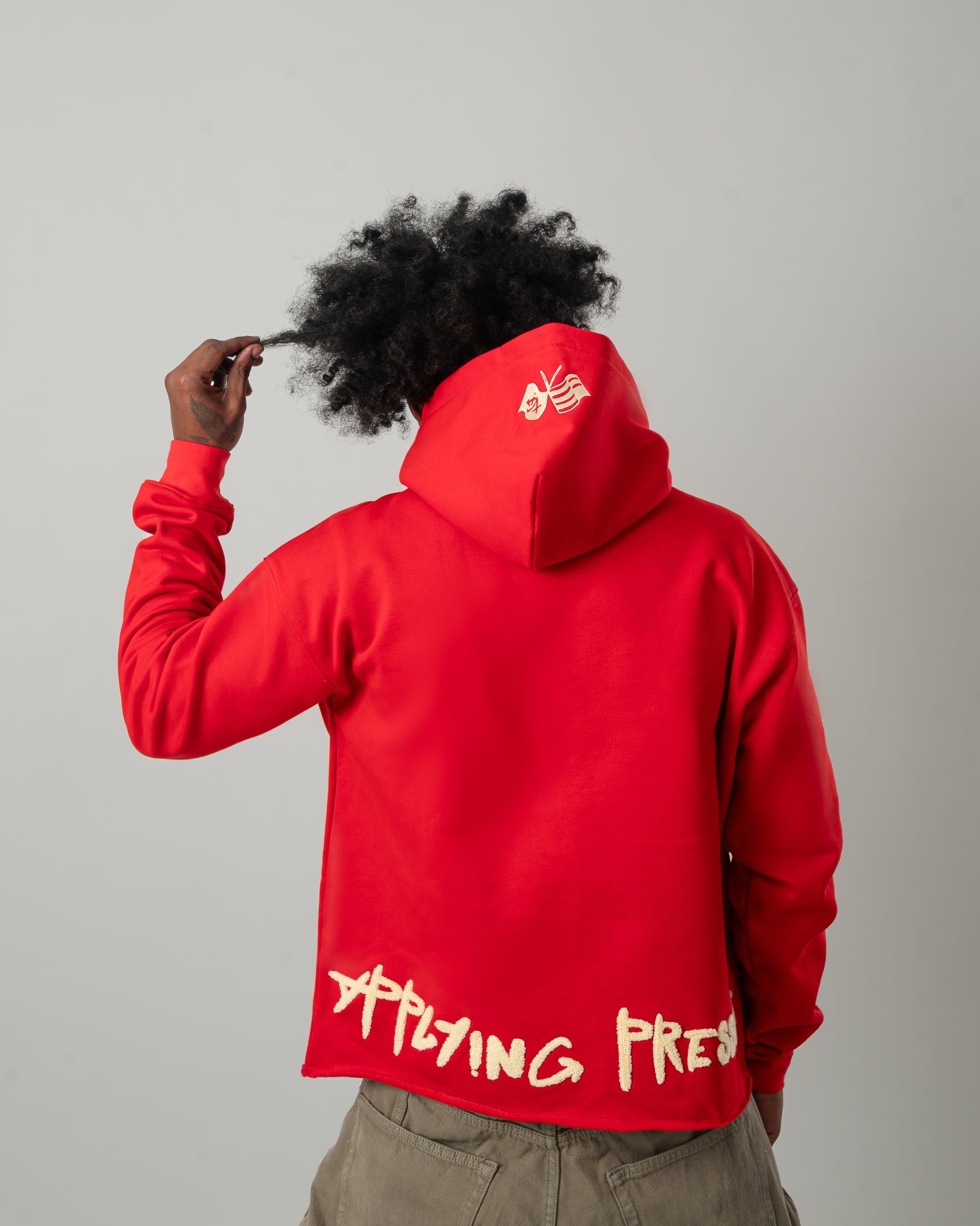 Taking Risks Towel Hoodie-Red
