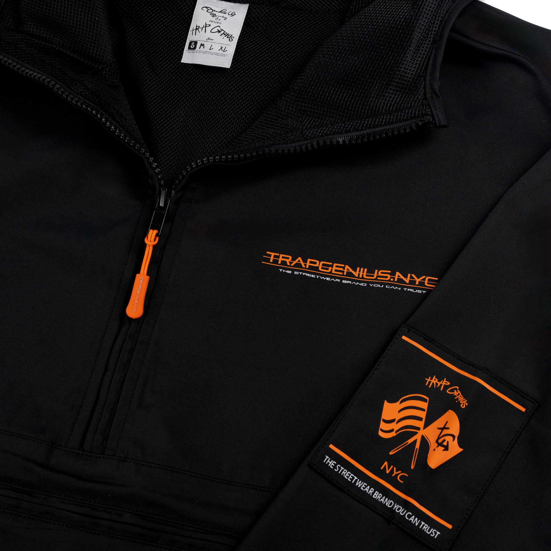 Trap Genius Nylon Pullover Hoodie Black