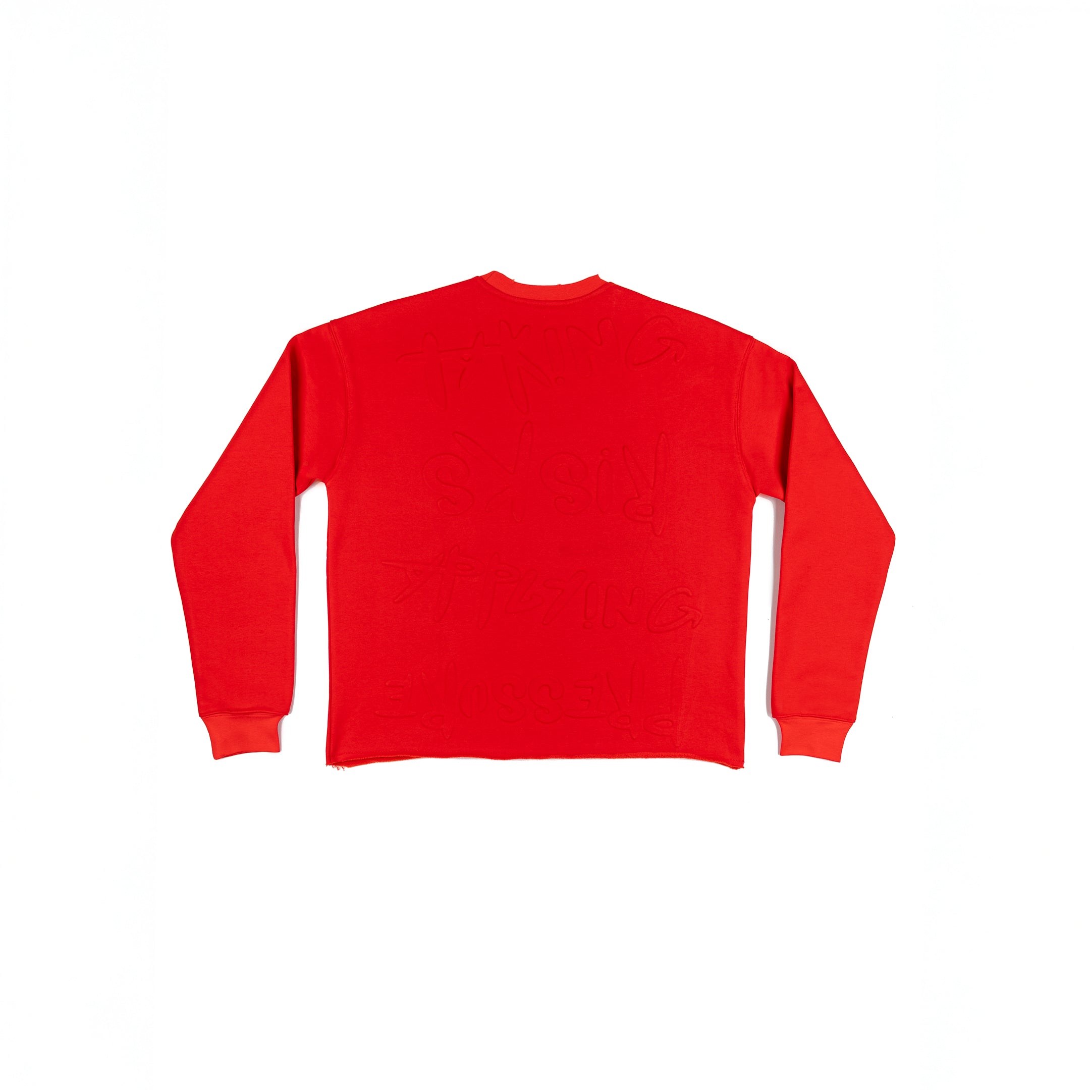Taking Risks Embossed Crewneck-Red