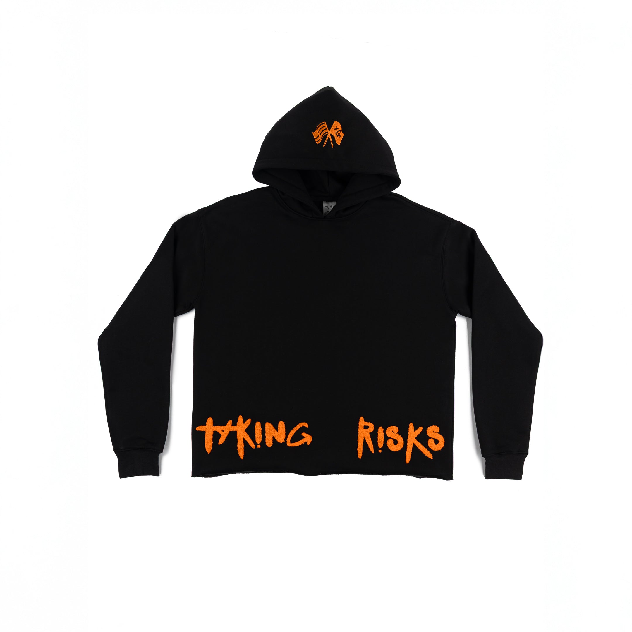 Taking Risks Towel Hoodie-Black/Orange