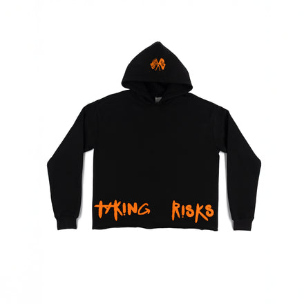 Taking Risks Towel Hoodie-Black/Orange