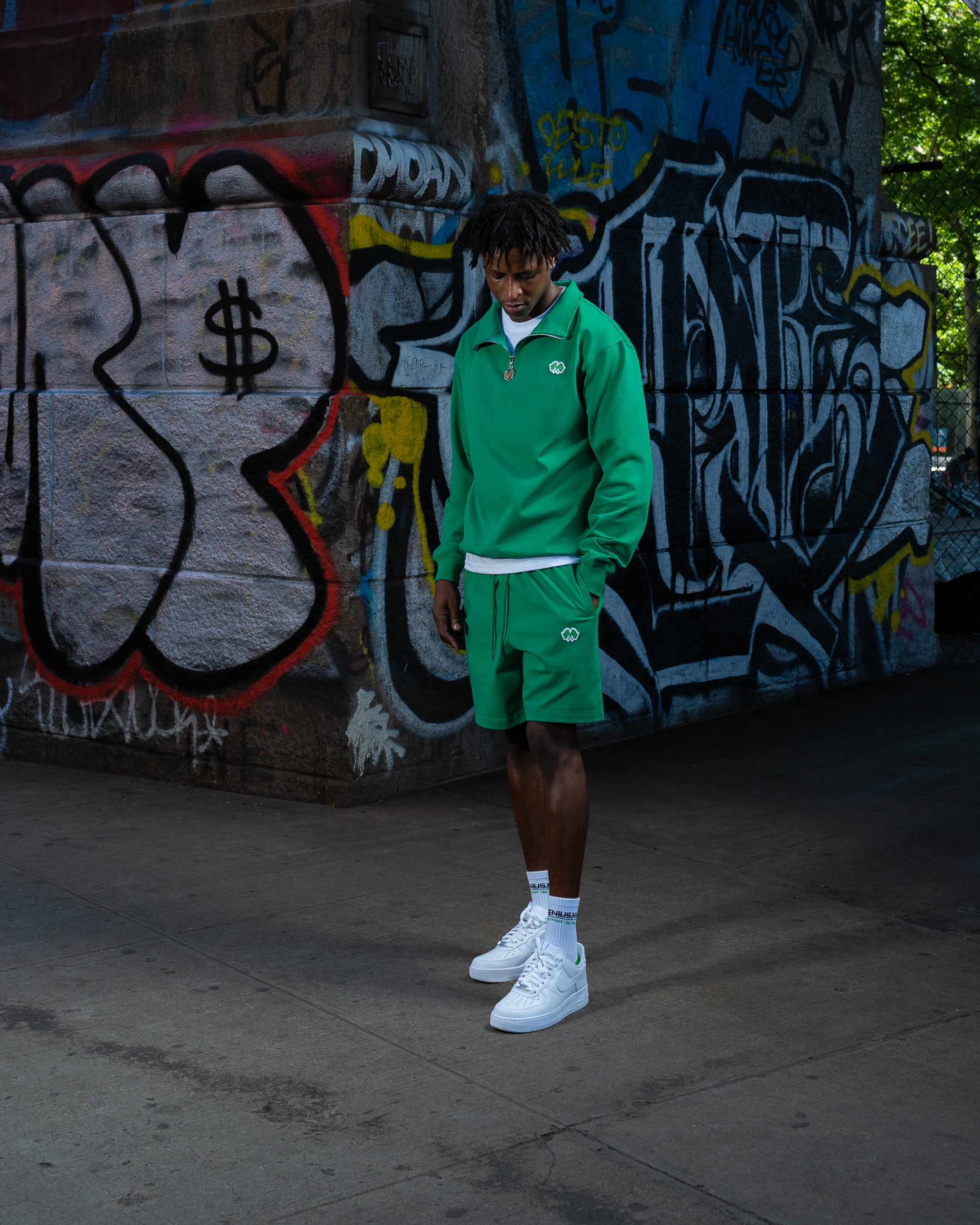 Trap Genius NYC Flag Shorts (Green)