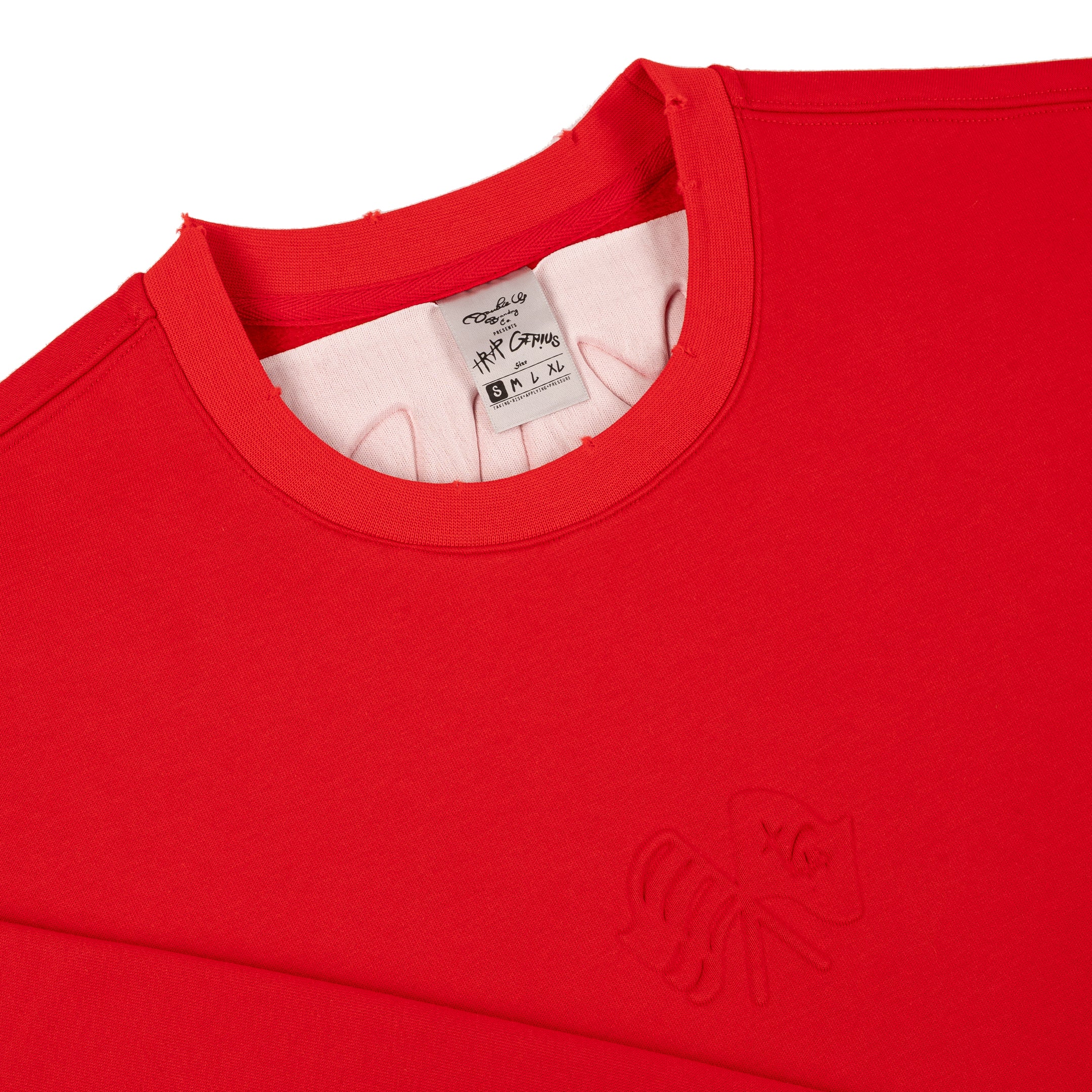 Taking Risks Embossed Crewneck-Red