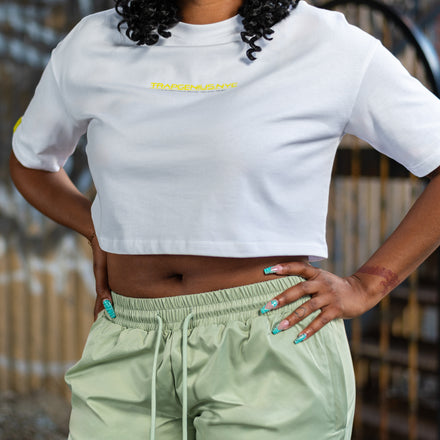 Trap Genius NYC Bag Logo Heavyweight T-shirt (White + Yellow)(Women)